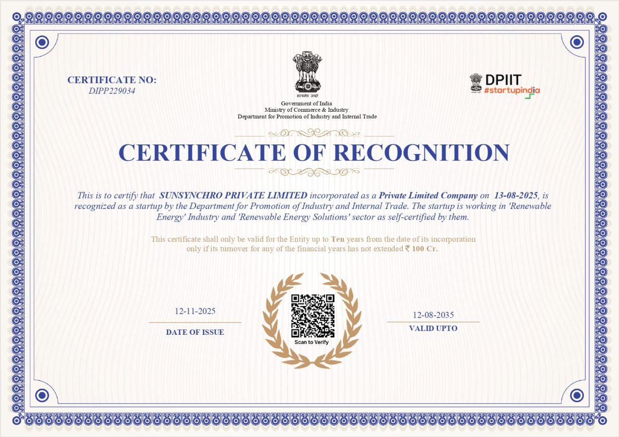 DPIIT recognition certificate